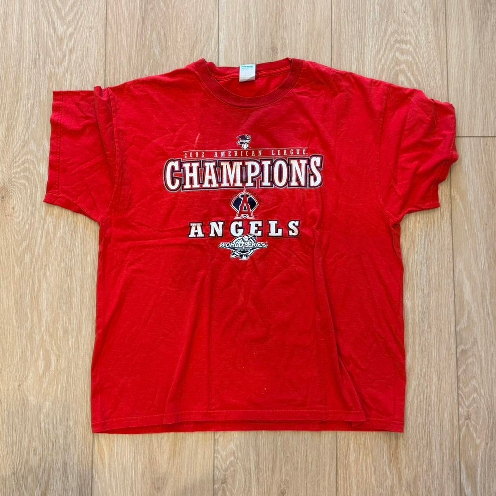 Vintage Anaheim Angels 2002 World Series Champions Red T-Shirt XL